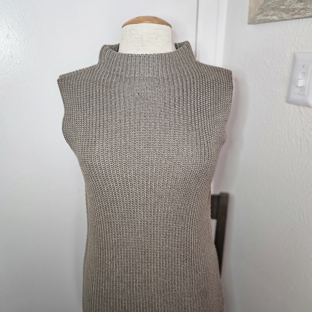 TRIBAL Knit Sleeveless Tunic Pullover Women Tan 100% Acrylic M EUC - Picture 3 of 6